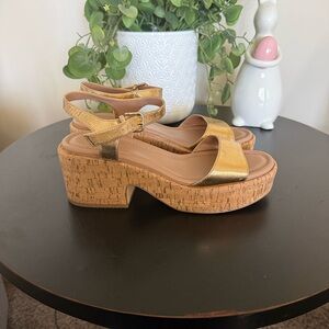Nordstrom Claudia Gold Cork Platform Sandals - Women